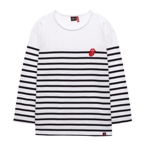 [THE ROLLING STONES] VINTAGE TONGUE STRIPE BORDER TEE WH